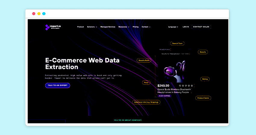 import.io web scrapper homepage