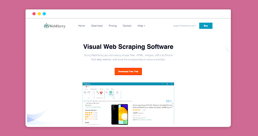 webharvy web scrapper homepage