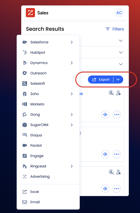 zoominfo chrome extension export