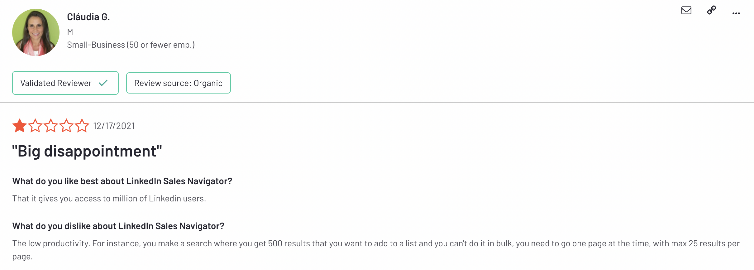 linkedin user review