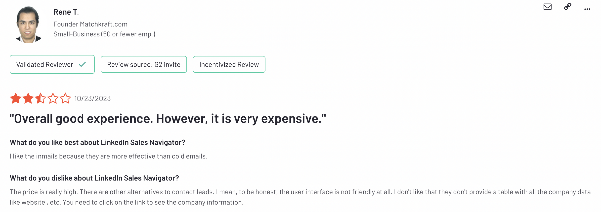 user reviewer sales navigator