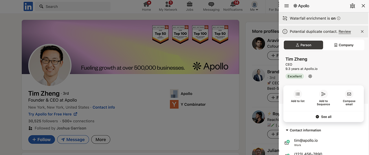 Limitations and issues with the Apollo.io Chrome extension